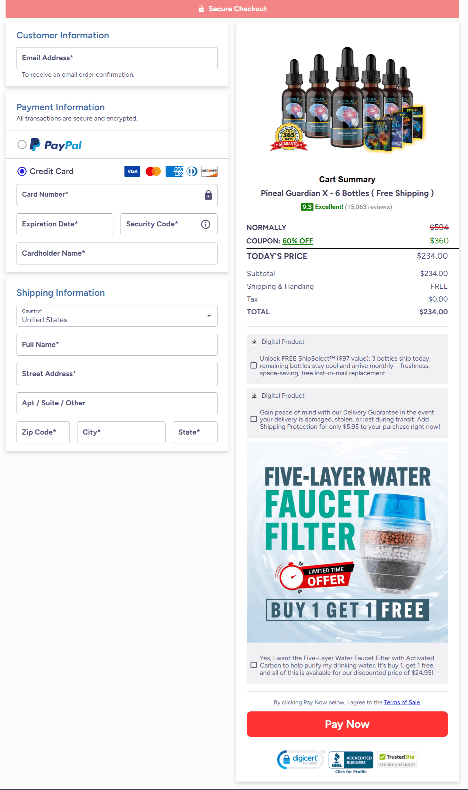 Pineal Guardian Checkout page